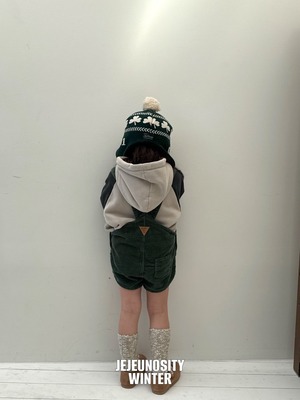 【即納】【JEJEUNOSITY】コーデュロイショートオーバーオール グリーン 80〜120cm 2025 WINTER 韓国子供服