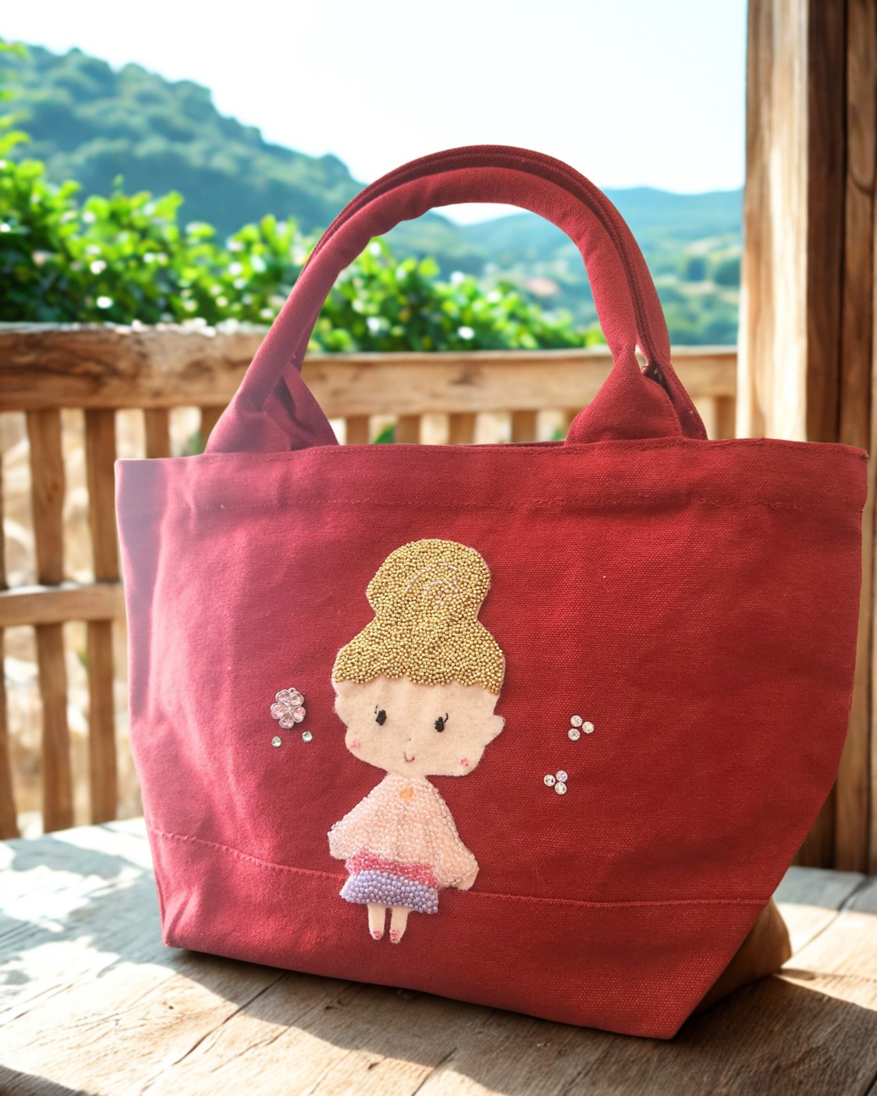♡ビーズ刺繍トートバッグ♡ スプリング・ベリー - 4