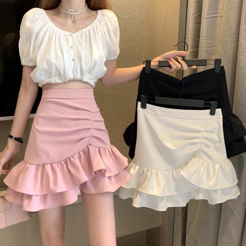 薄手スカート サマーAラインハイウェストウェスト 夏物 YY-ファッション73295532047