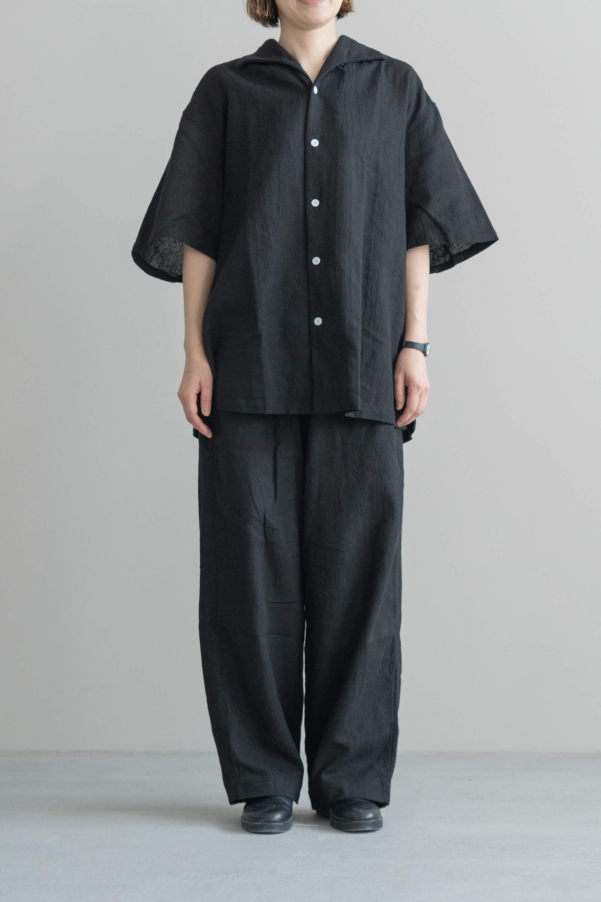 SOWBOW (蒼氓) - EZ PANTS (WIDE) PANAMA BLACK | ROUND ROBIN CLOSET