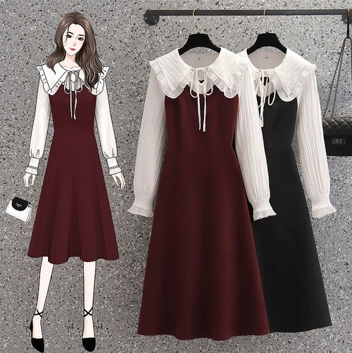 【大きいサイズL-4XL】【春夏新作】ファッション/人気ワンピース♪アカ/ブラック2色展開◆scfmvt-289967