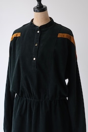 Black corduroy long sleeve shirt dress