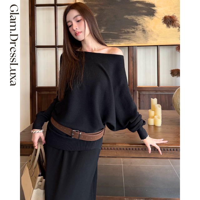 Off Shoulder ドルマンニット/2color_T1080