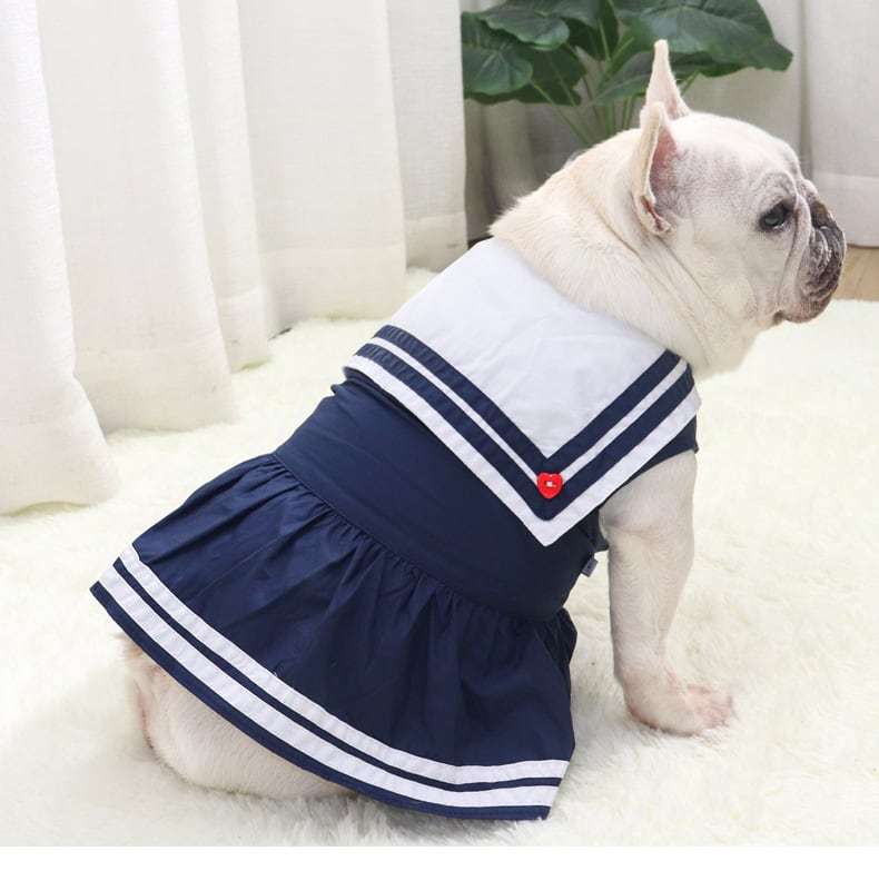 リボン付きセーラーワンピース又はタンクトップ 犬服 ドッグウェア