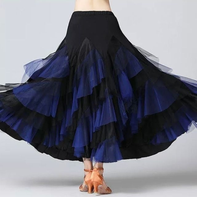 ハイウエスト ティアードチュール ボリューム ダンススカート 6col D00625