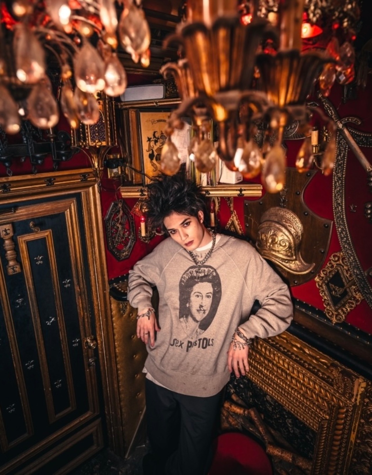 SAINT MICHAEL】SM-YS1-0000-C23/SP_CREW SWT/QUEEN/GRAY | AYIN