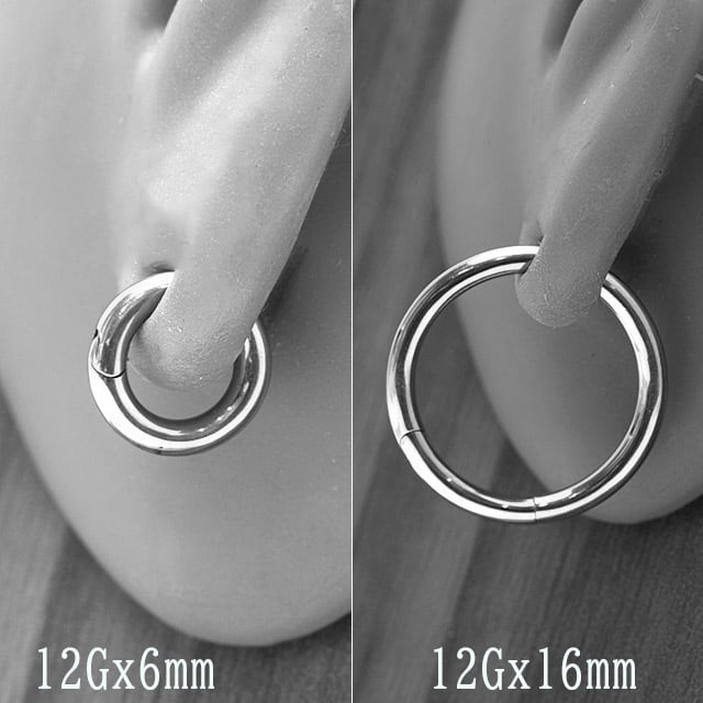 ワンタッチピアス 12g フープピアス クリッカー ステンレスピアス つけ