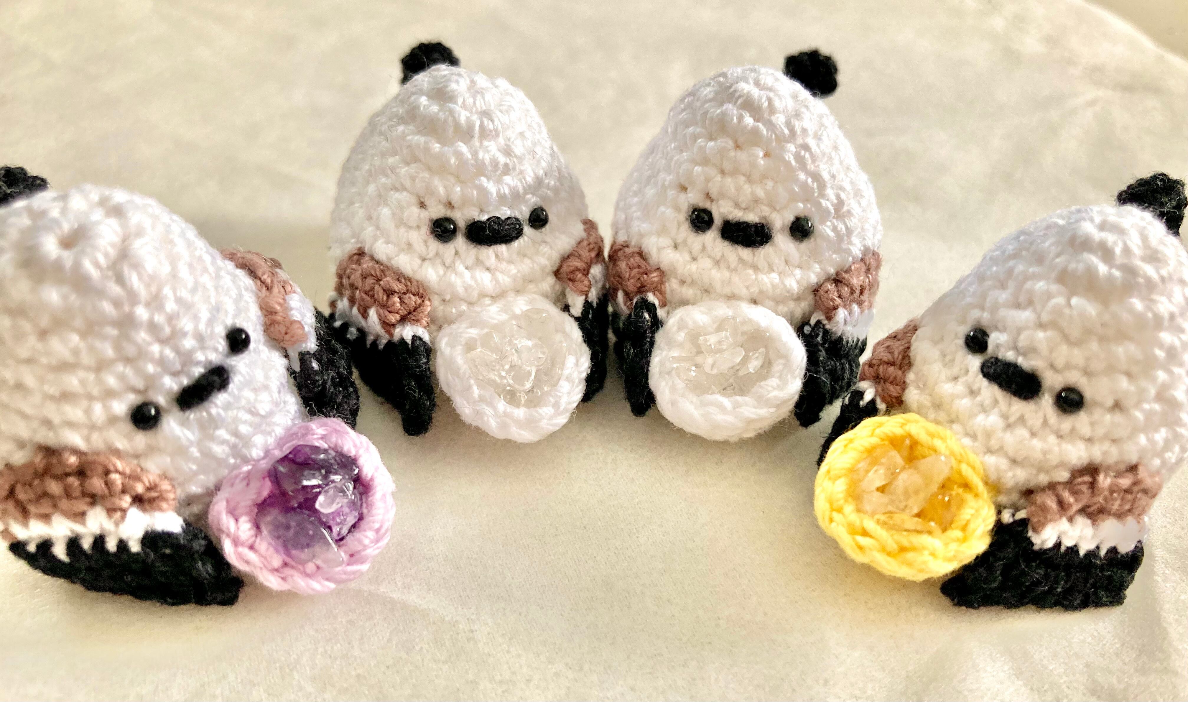 誕生石 シマエナガ キーホルダー | 花炭工房フップの森