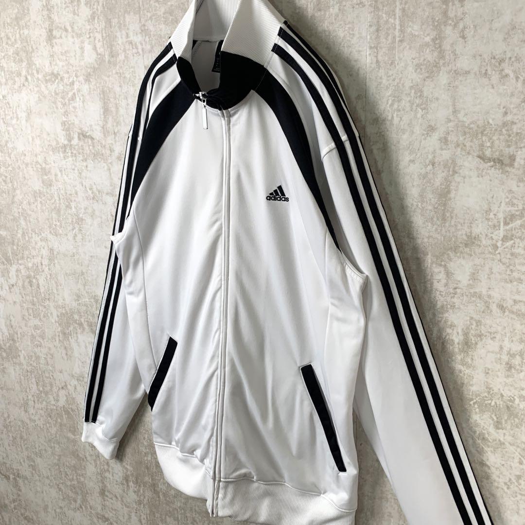 【希少】ビッグサイズ4L 白×黒　adidas トラックジャケット　ジャージ