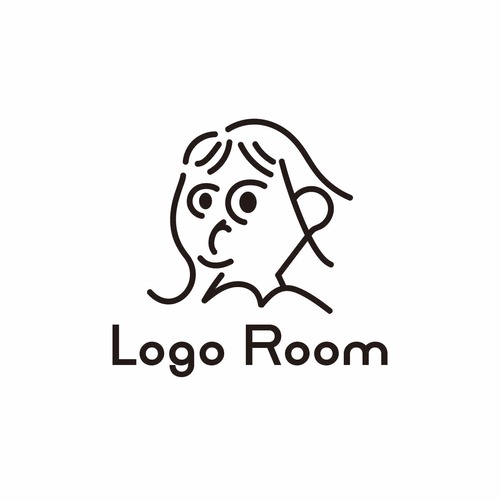 No580 顔をモチーフにしたロゴ【単色、イラスト、顔、インパクト、遊び心、シンプル、面白い、ショップ、web、販売、商品、飲食、フード】