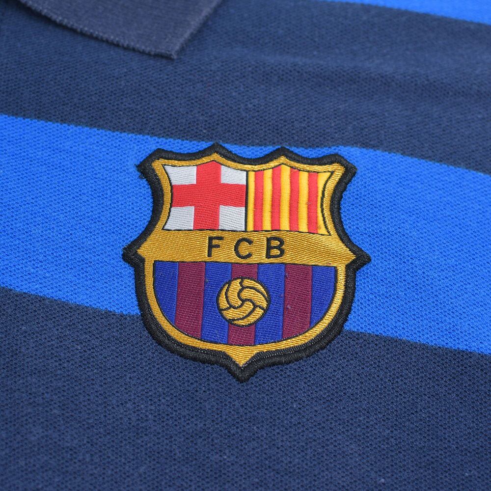00s FC BARCELONA FCバルセロナ 刺繍 ロゴデザイン 鹿の子 ボーダー