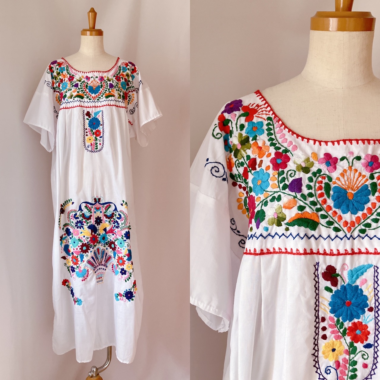 used レトロ 刺繍 メキシカンワンピース 古着 ヴィンテージ  