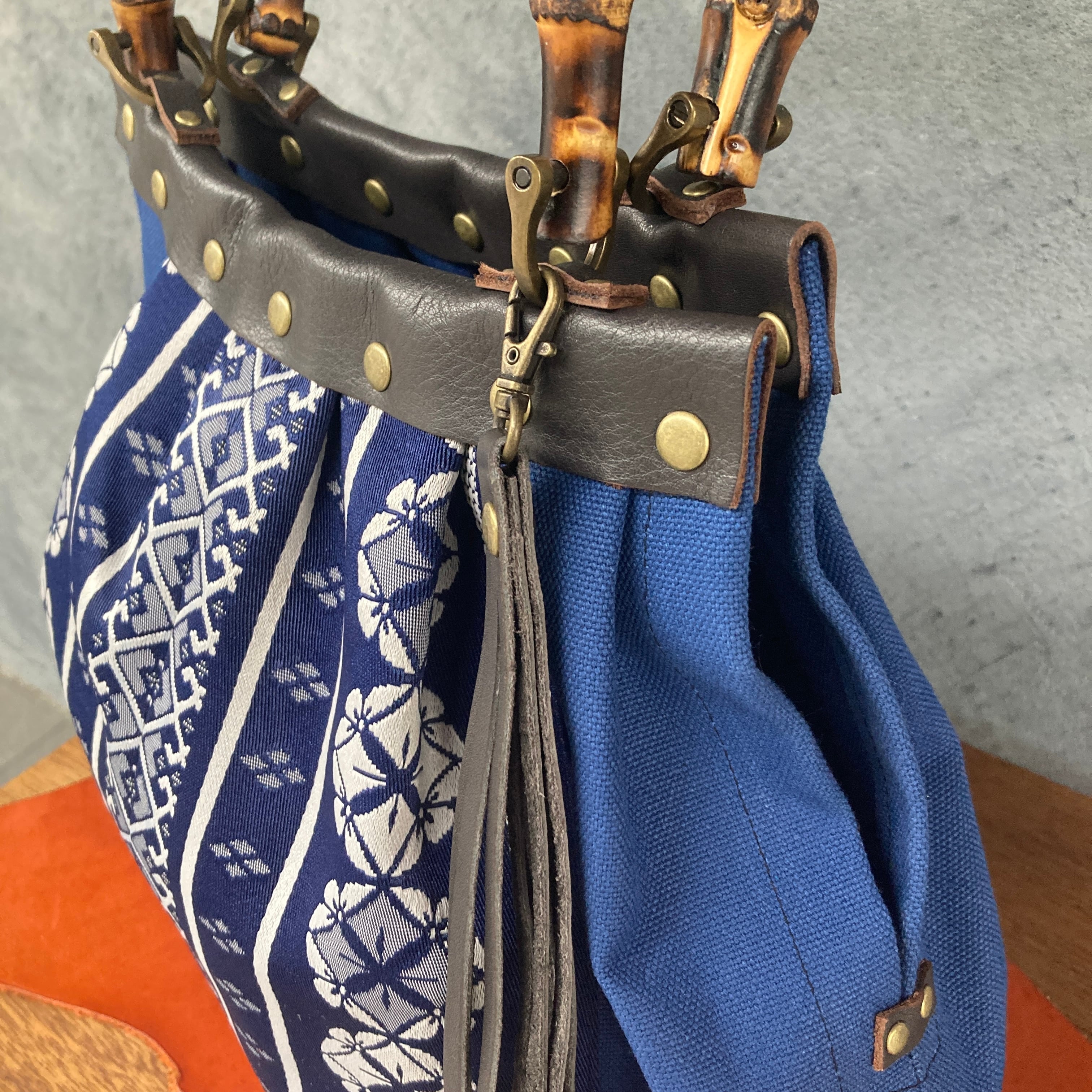 帯と倉敷帆布のハンドバッグ 着物（帯）リメイク | konote-コノテ-