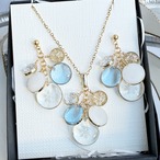【ホリデーボックス】小さなつぶつぶサークルピアスorイヤリング&ネックレス　サージカルステンレス　スノーブルー