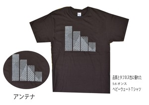 江戸小紋Tシャツ　「アンテナ」　栗色地　綿１００％　限定品