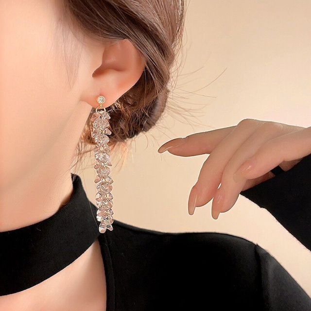 アクセサリー ピアス 長め フリンジ 大ぶり ロングピアス