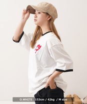 ◆ドリップハート サガラ刺繍 リンガーTシャツ◆ng-87225