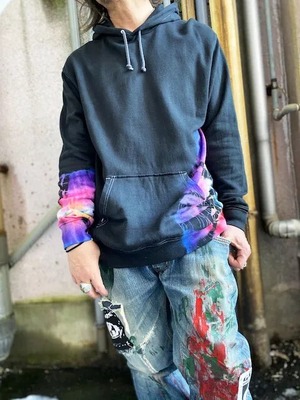 タイダイ染め Tie-dye プルオーバー フーディーメンズ  XXLサイズ  ブラック HD21-22