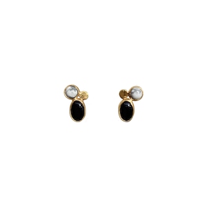 'Monotone assembly' pierced earrings