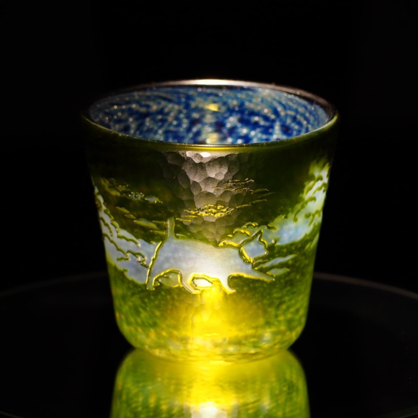 可夜硝子　猫切子　桜猫 切子ロックグラス「桜ねこ」