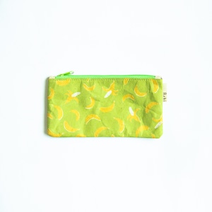 Ashi｜亜紙 Flat Pouch M＊Banana Green 紙ポーチ フルーツ柄 バナナ ハンドメイド