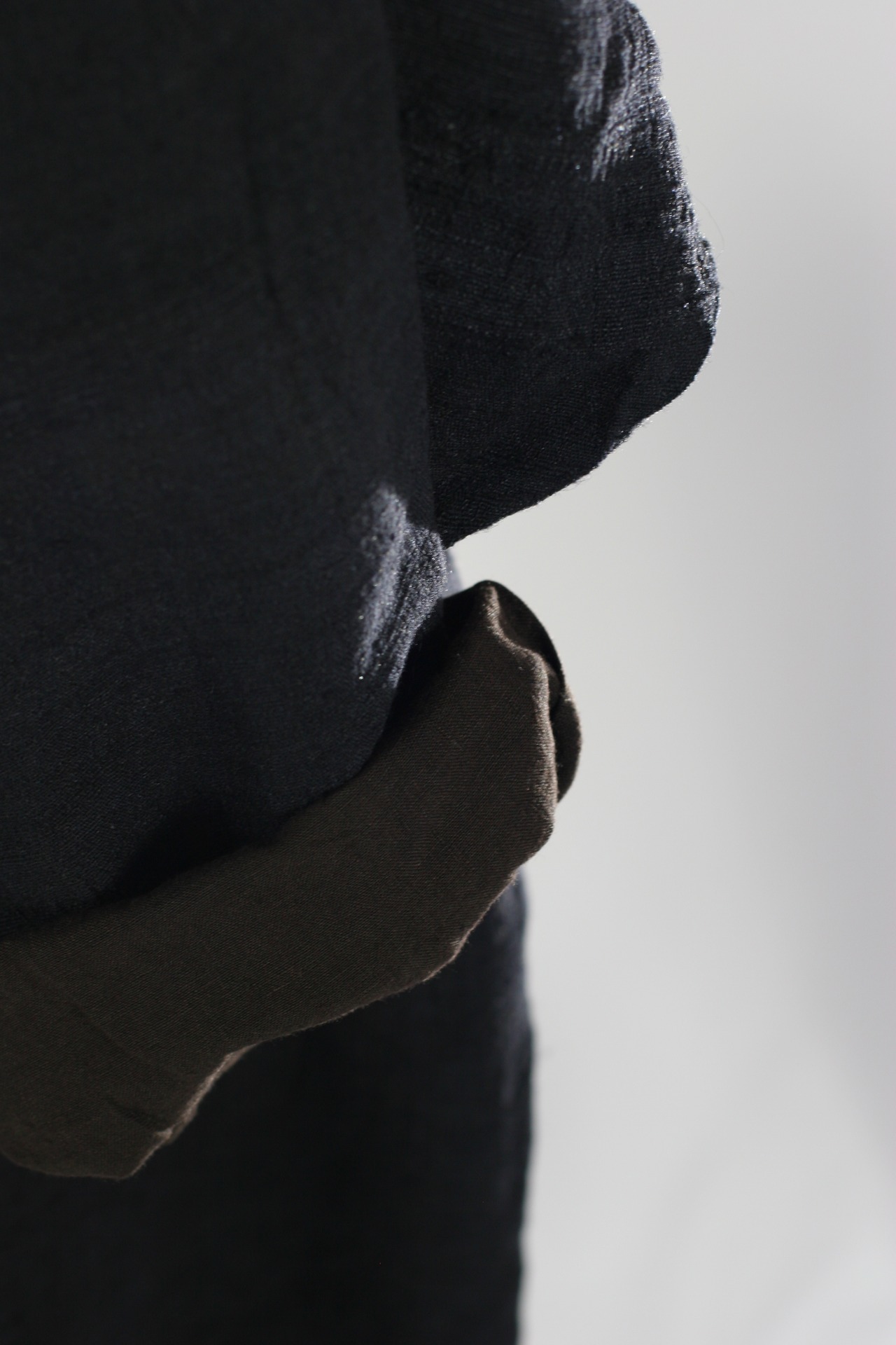 【GUPTIHA】Wild Silk × Linen Reversible Coat ワイルドシルク×リネン リバーシブルコート / Black（13491-095）