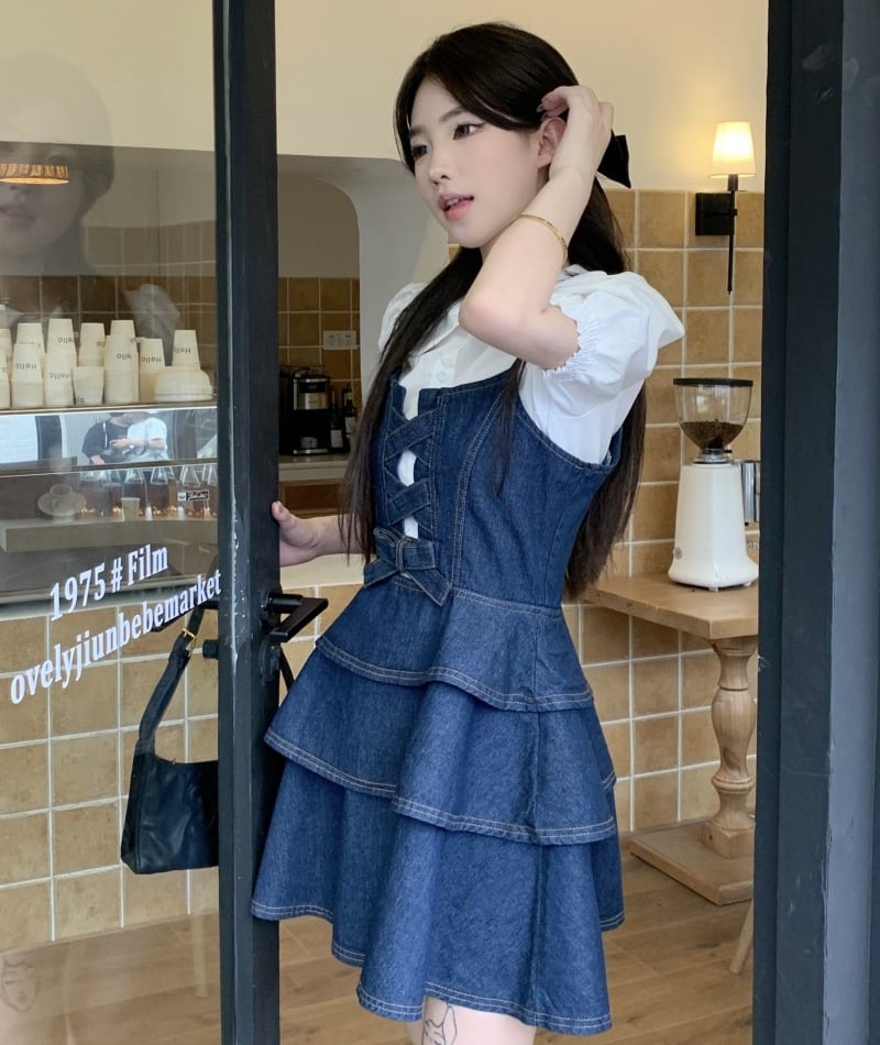 韓国ガーリーコーデが叶う♪ パフスリーブ ブラウス キャミソール