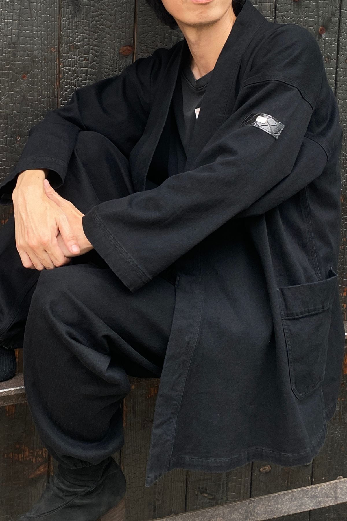 オンライン限定モデル】デニム黒作務衣×クロコダイル JACKET