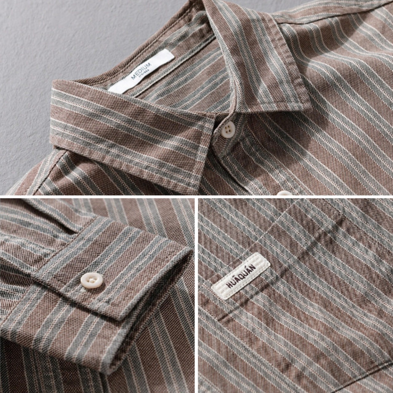 【M-3XL】Vintage Stripe Long Sleeve Shirt / ヴィンテージ ストライプ 長袖 シャツ