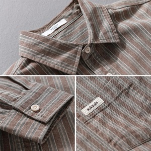 【M-3XL】Vintage Stripe Long Sleeve Shirt / ヴィンテージ ストライプ 長袖 シャツ