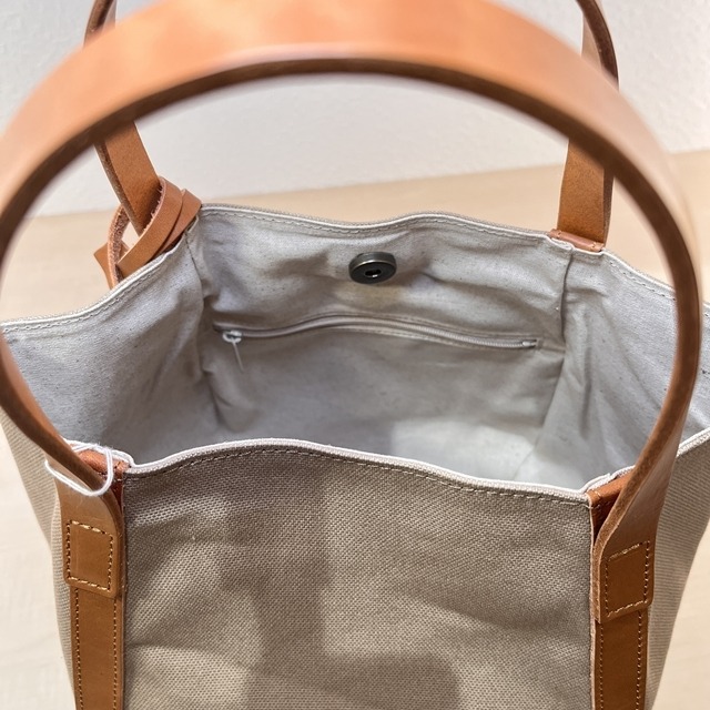 バルーンバッグ　革×帆布　ホワイト