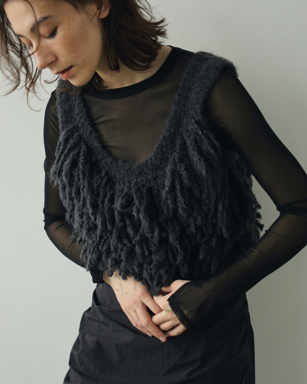 anuke Fringe Knit Bustier チャコールグレー anuke 】Fringe Knit Bustier | valance 福井｜レディース セレクト