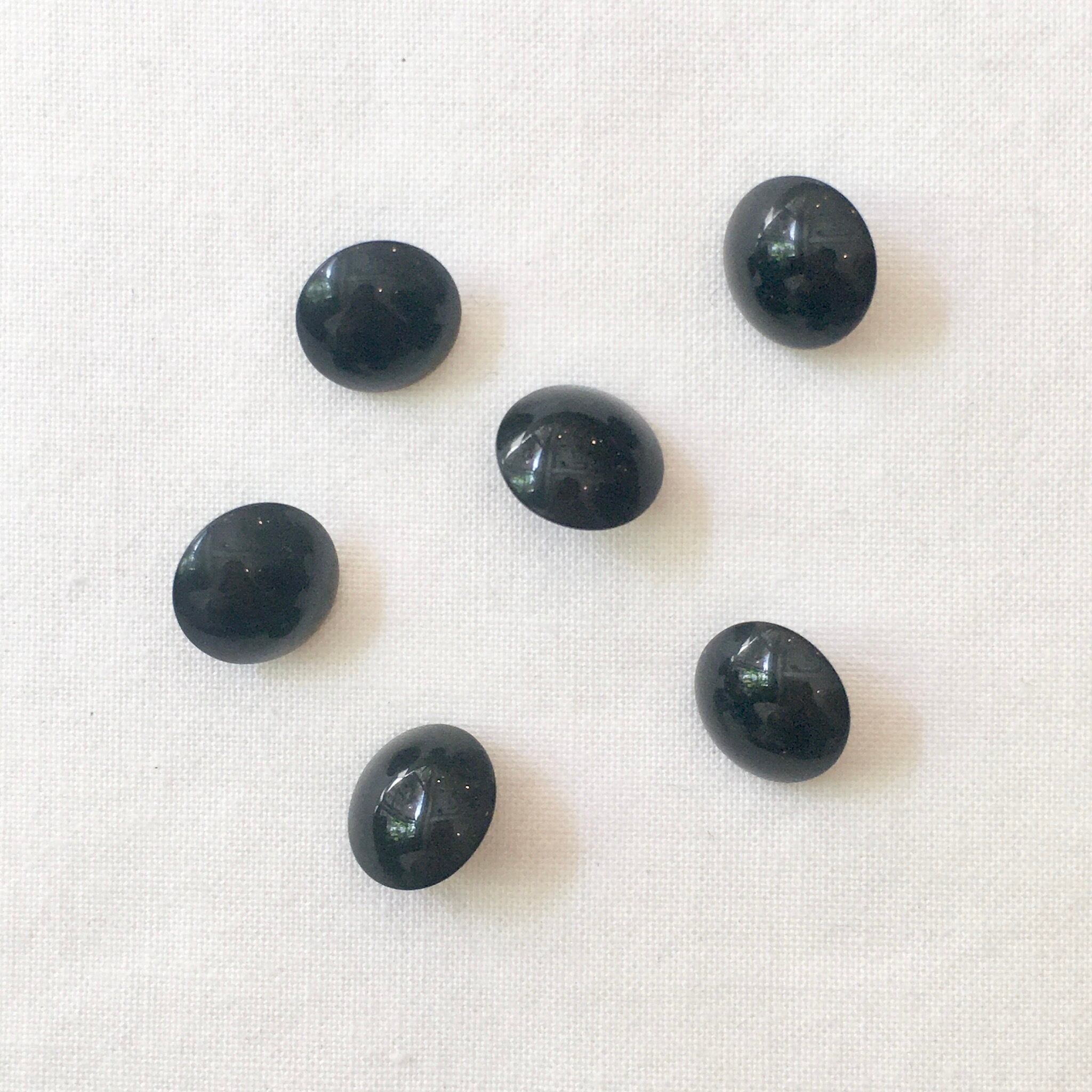Japanガラスボタン(ブラック ラウンド)6p
