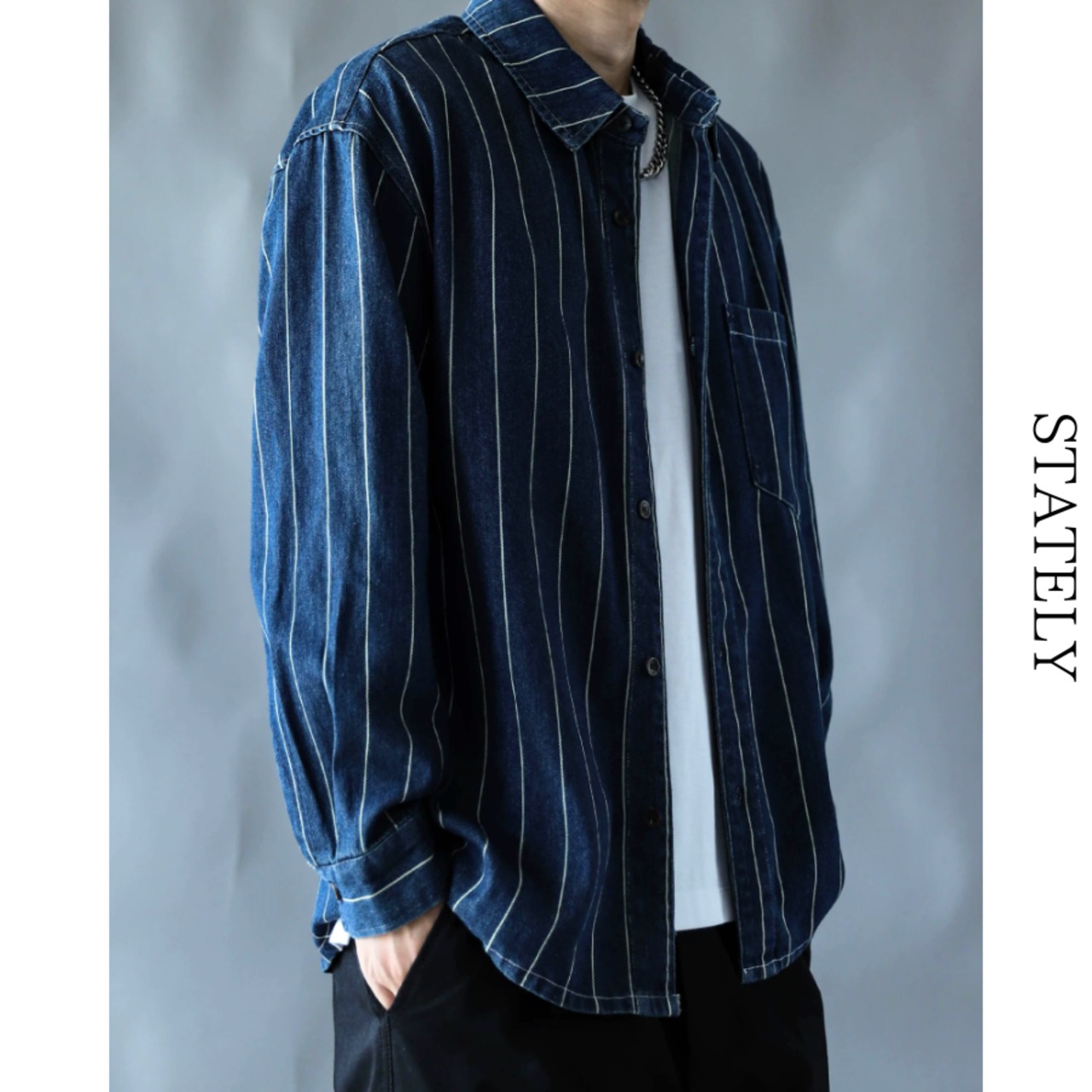 Vintage Stripe デニムシャツ_T42・画像5