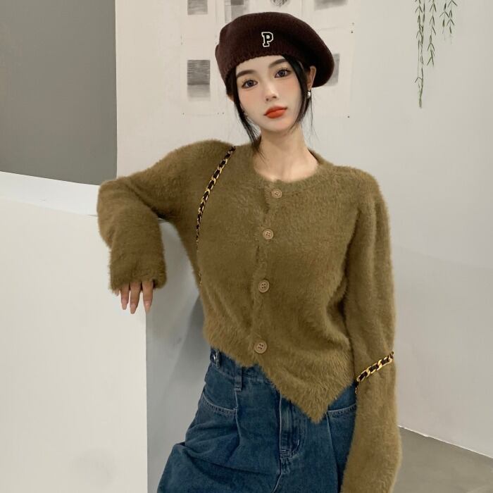 Vネックセーター オータムウィンターショートファーコート 秋物 冬物 1号婦人50783295060