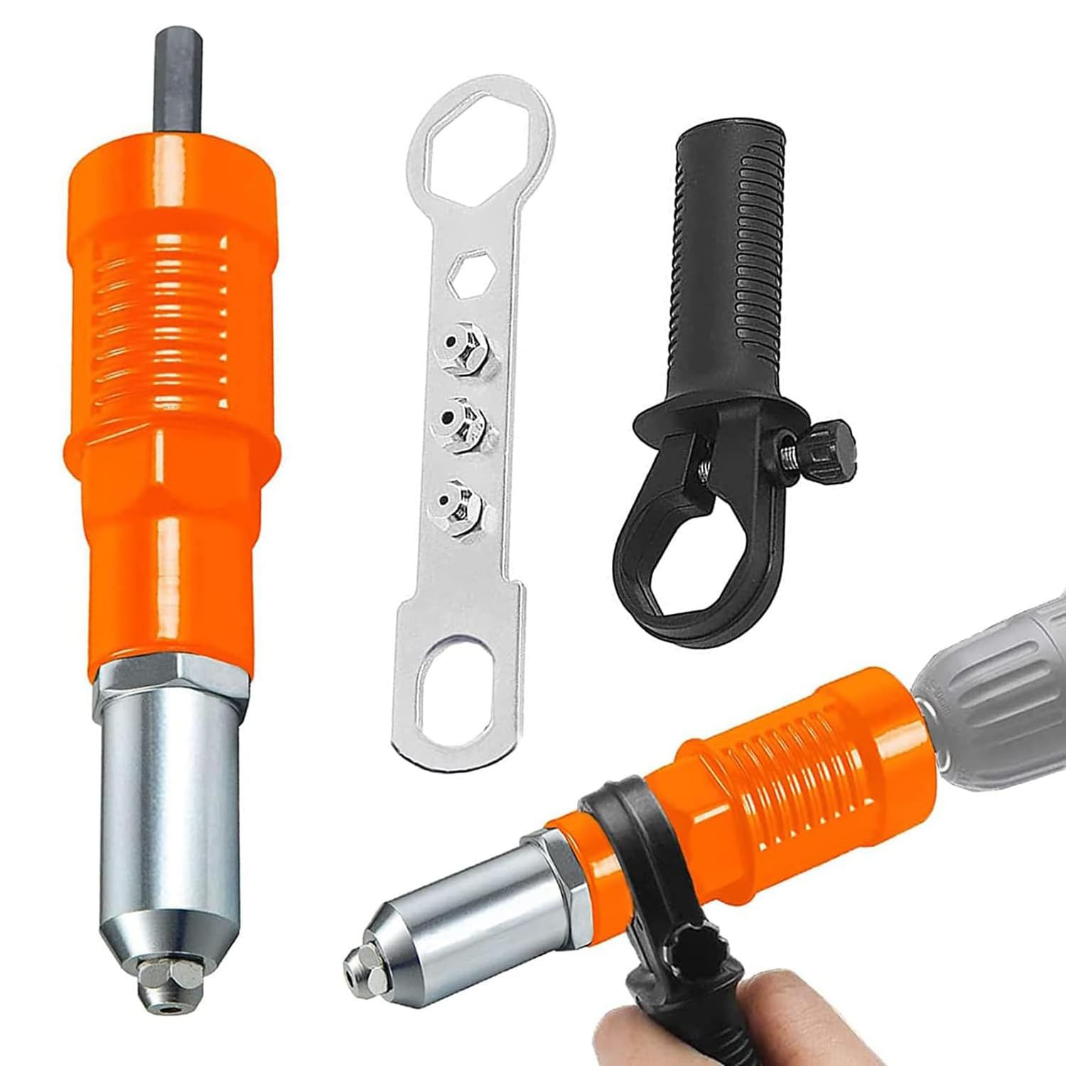 YUENTOEN リベット 工具 リベットアタッチメント 合金鋼 リベット径2.4mm 3.2mm 4.0mm 4.8mm 六角レンチ付き 電気ドリル・充電式ドリル・電動ドライバーがリベッターに変身