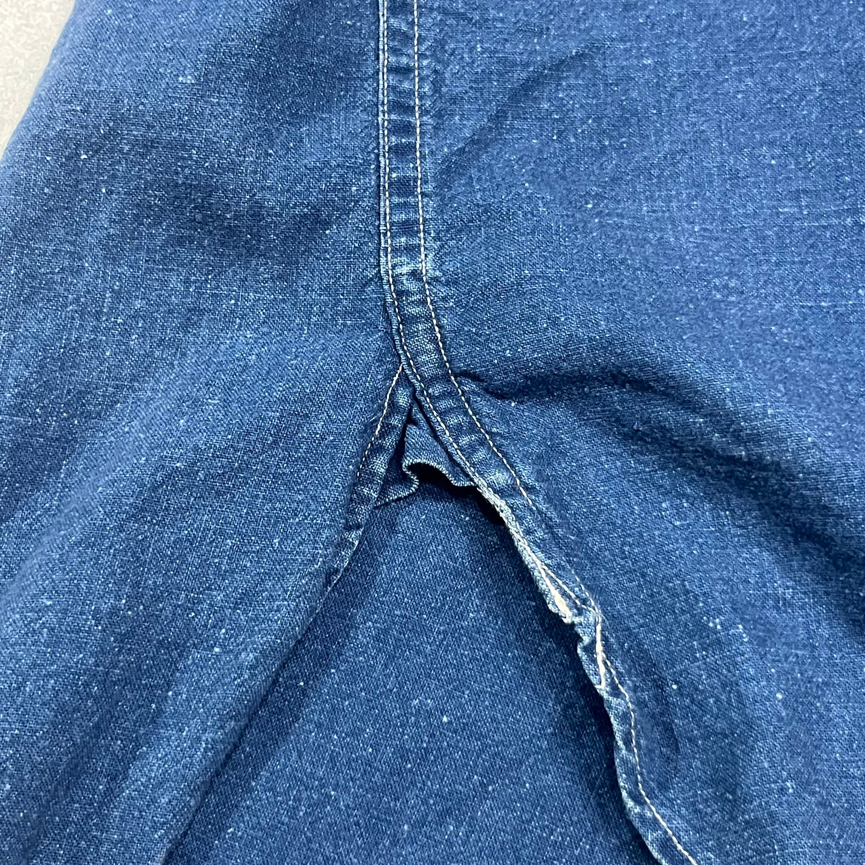 RRL 90s ノーカラーシャツ インディゴリネン 初期 3つ星 アメリカ製