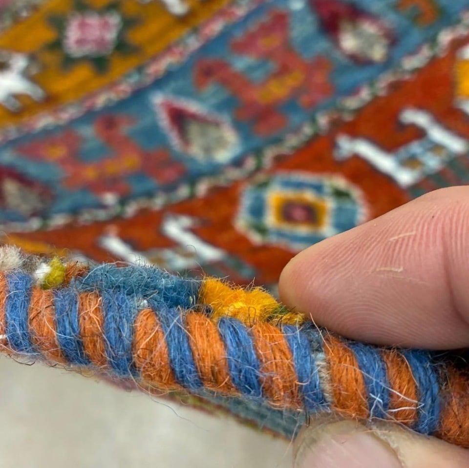 手織り ギャッベ 円形 本物 イラン産49cm チェアパッド玄関マット