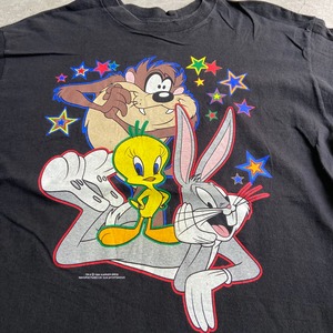 90年代 Usa製 ルーニーテューンズ キャラクタープリントtシャツ メンズl レディース 古着 Looney Tunes タズマニアンデビル トゥイーティー バックスバニー 90s ビンテージ ヴィンテージ 袖シングルステッチ ブラック 黒 Tシャツ Cave 古着屋 公式 古着通販サイト