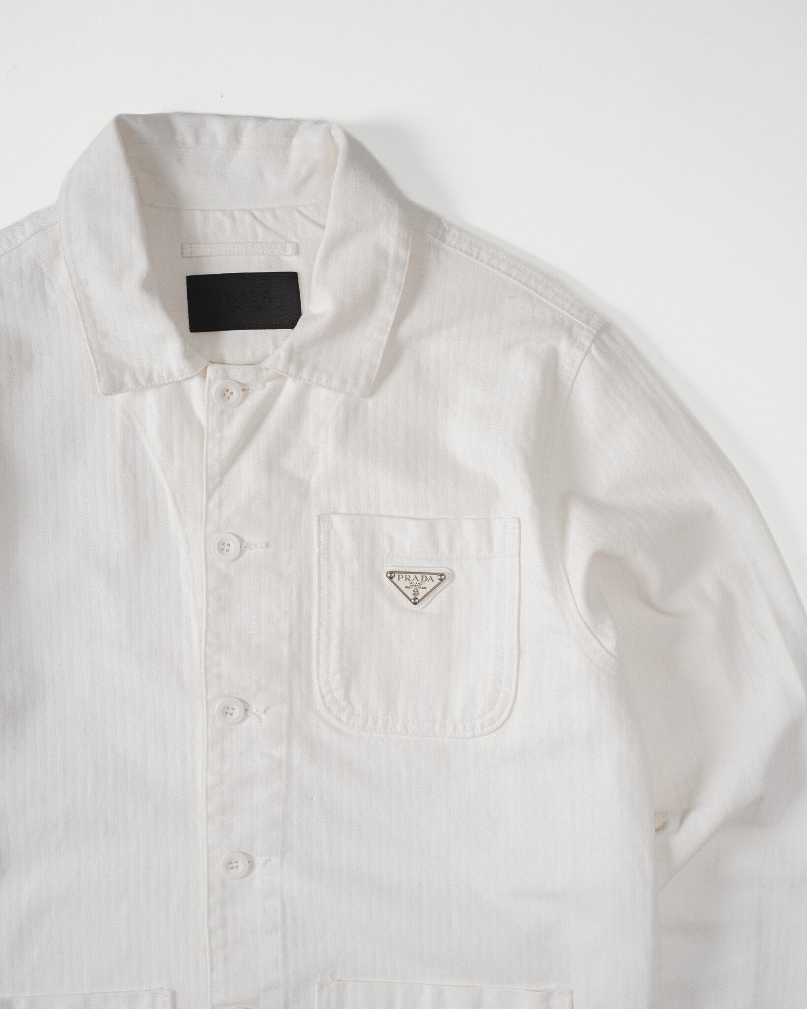 2022SS] “PRADA” Herringbone Cotton Work Jacket (Made in Italy