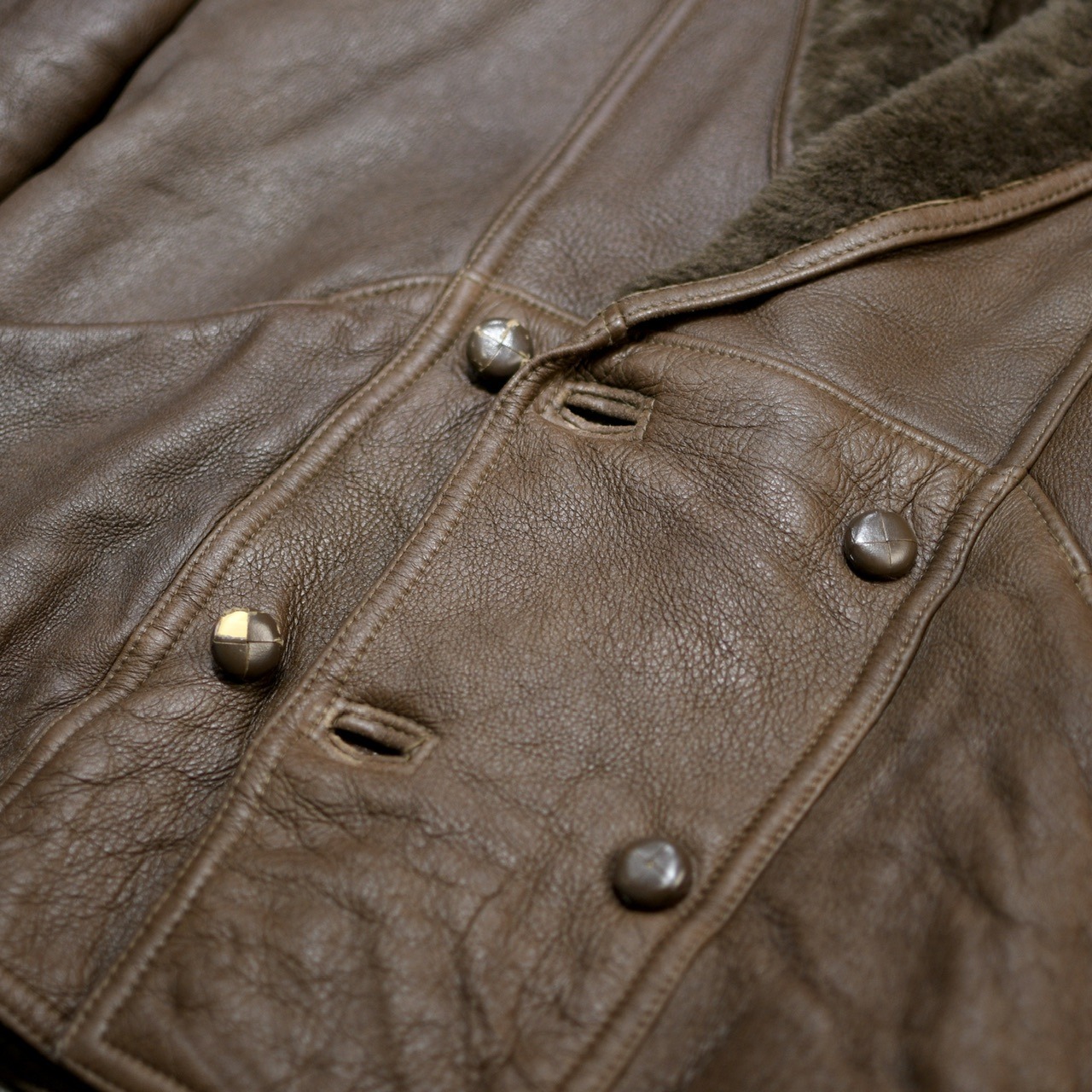 shawl collar brown mouton jacket