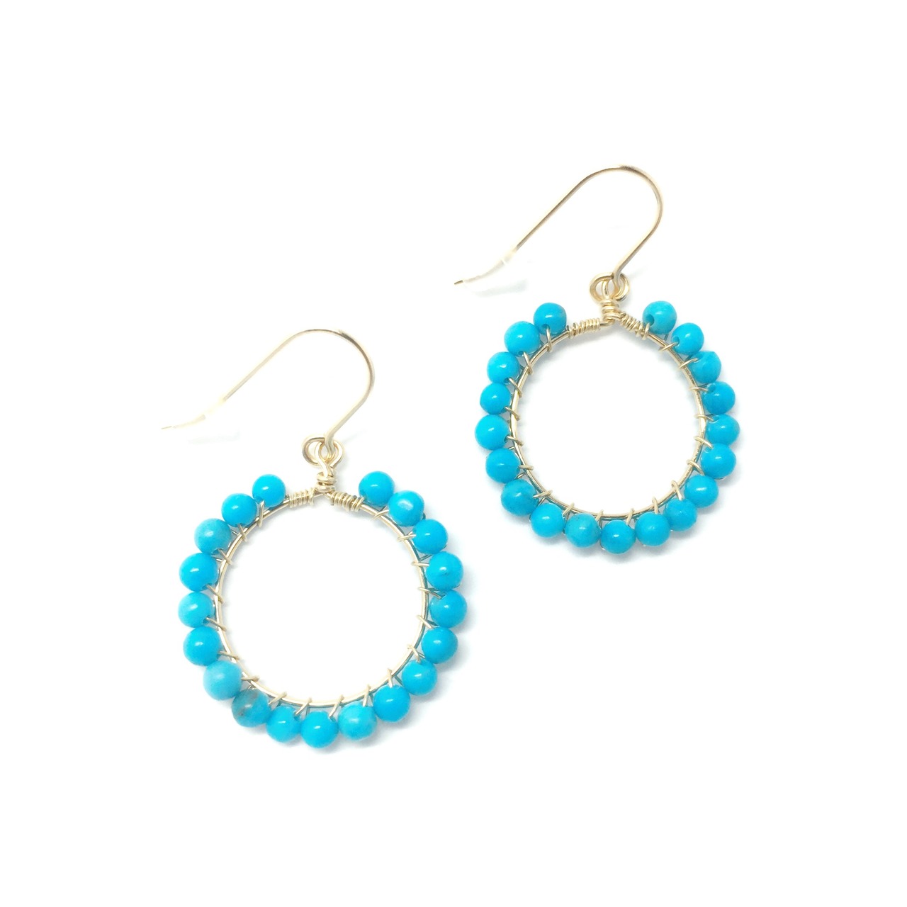 天然の優しい輝きターコイズフープピアス 大　（イヤリングへ変更可能）mm1093