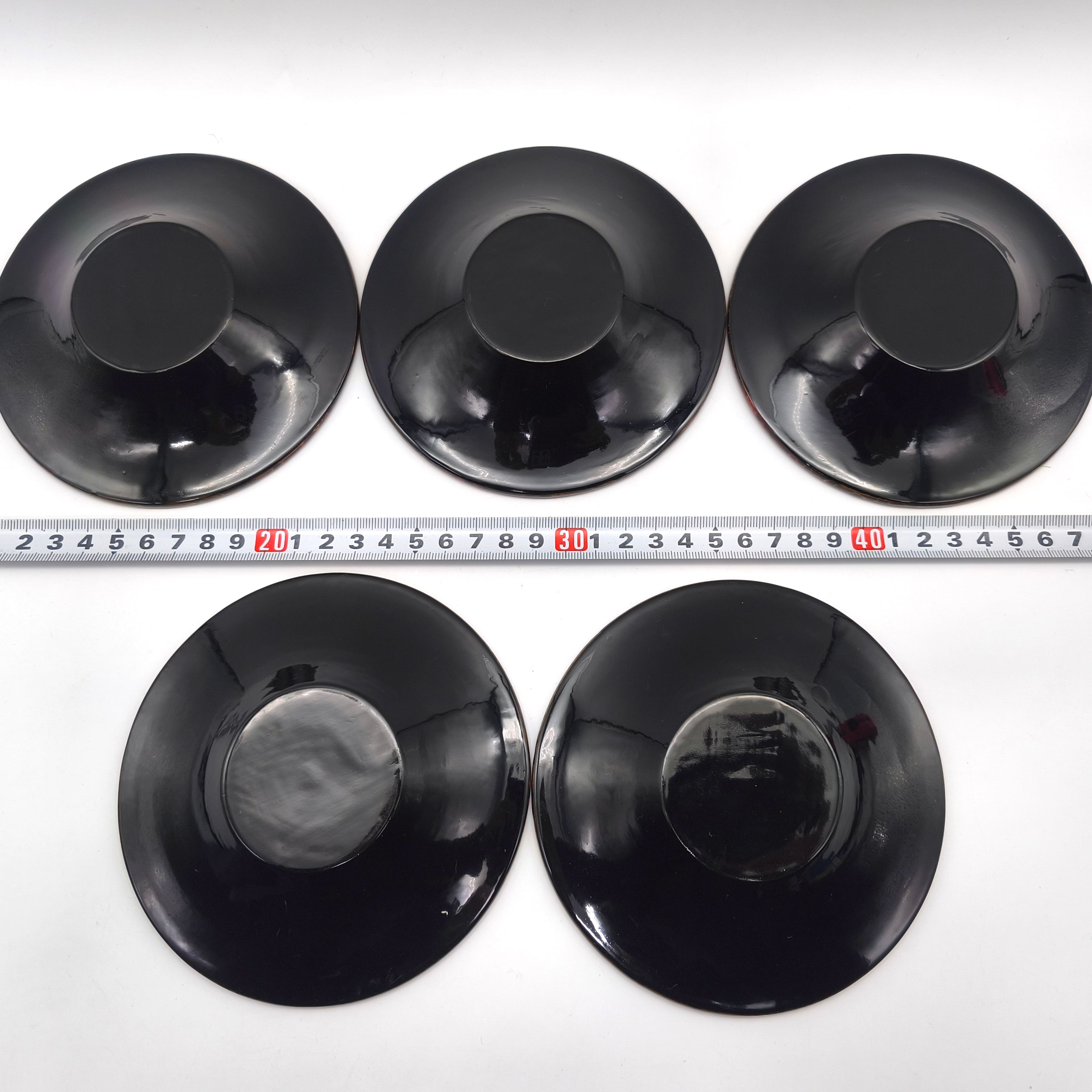 津軽塗（唐塗）バカ塗り・茶托・5客揃・漆器・伝統工芸・No.260312-26