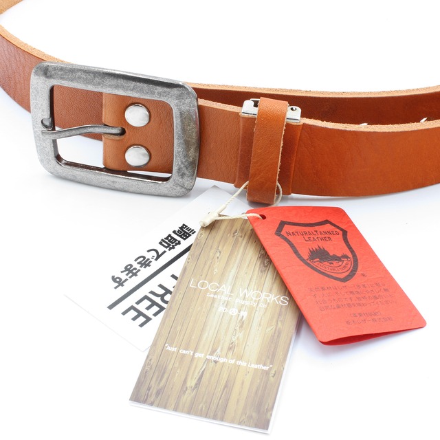 【栃木レザー バケッタ】本革ベルト 35mm幅　シンプルスクエア ギャリソン バックルベルト　｜日本製｜LOCAL WORKS