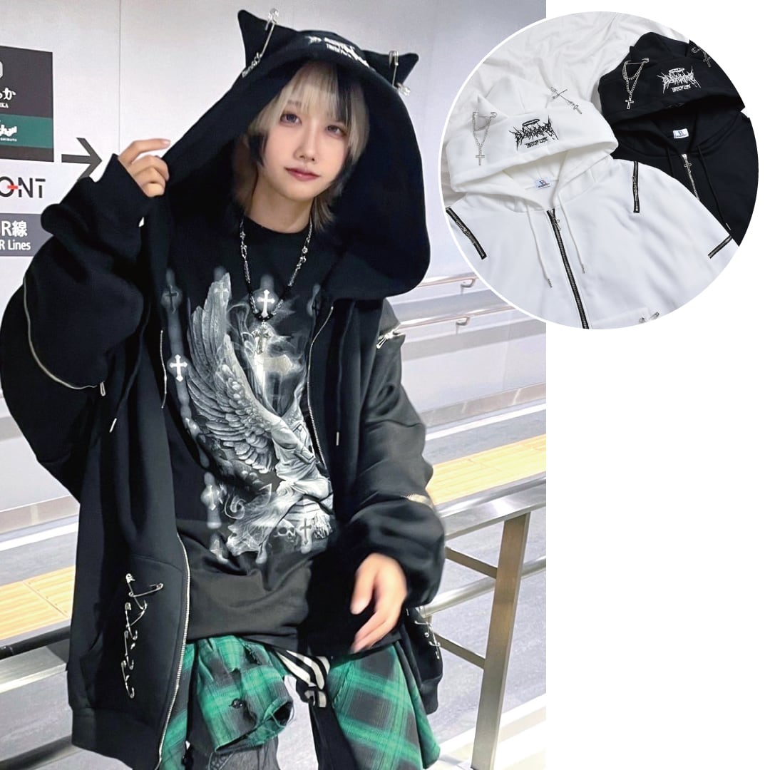 10/11新着】ネコ耳 PIN×ZIPパーカー(裏起毛) | VOLCAN&APHRODITE