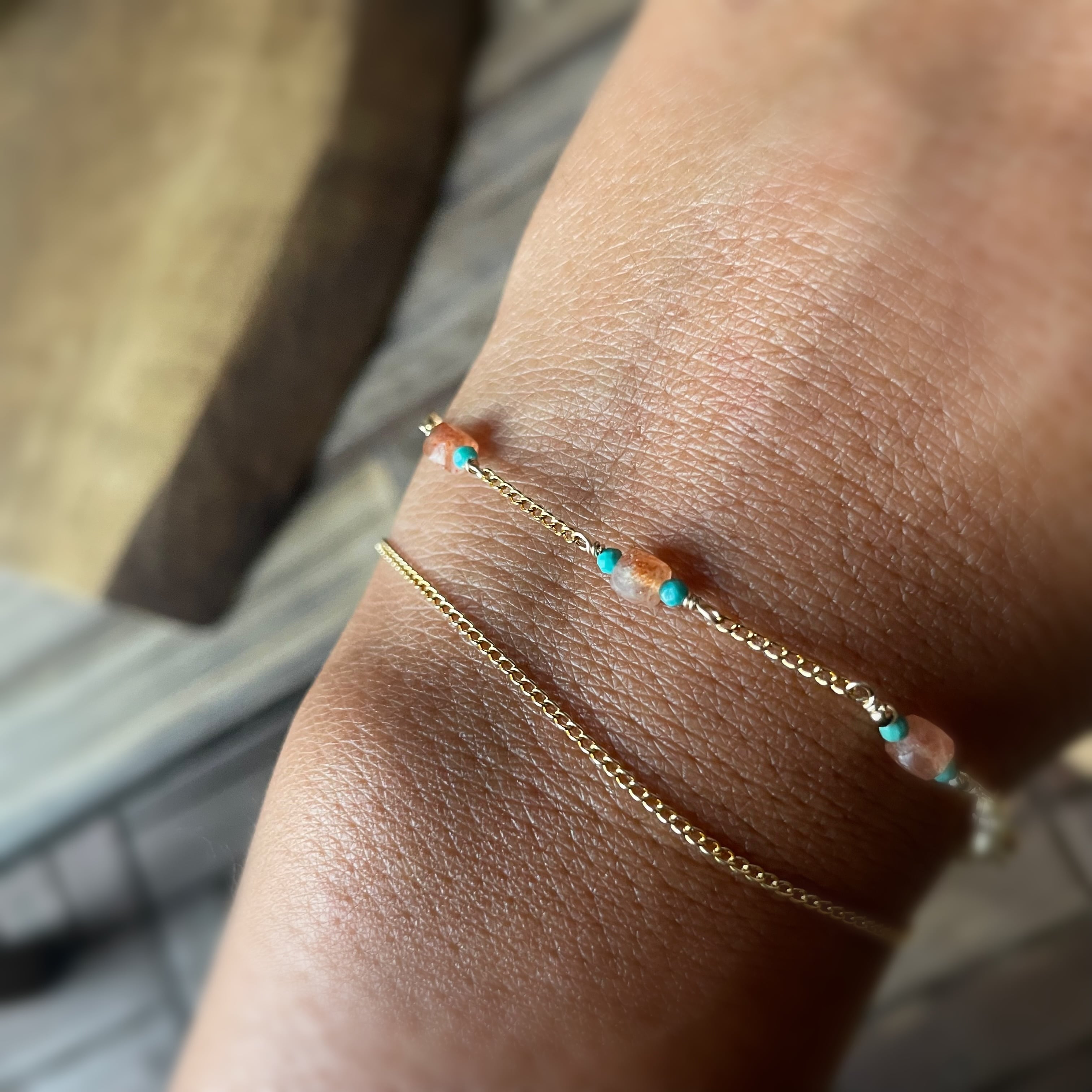 ジェシカ◆オレゴンサンストーンブレスレット✧14kgf ジェシカ様専用◇オレゴンサンストーンブレスレット✧14kgf