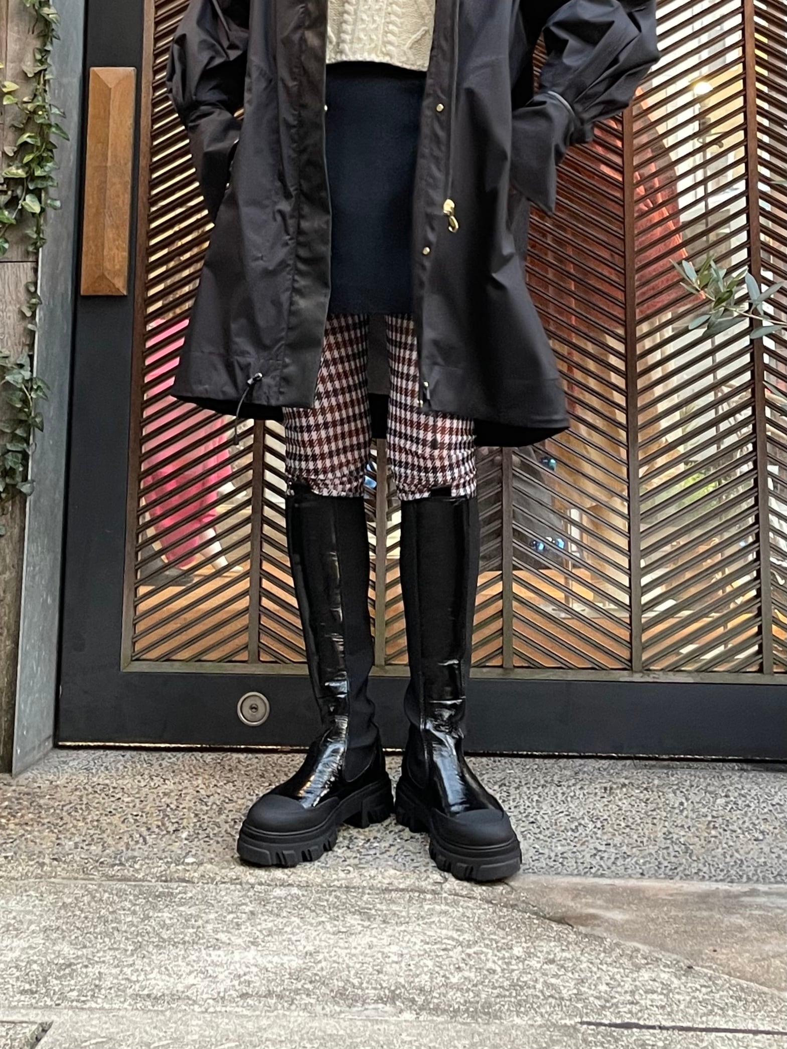 GANNI 黒 チェルシー ロングブーツ レザー（GANNI ニーハイ レザー 
