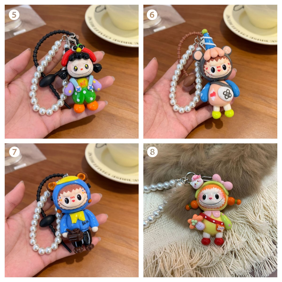Labubu ラブブ 粘土とオイル彩を使用したキーチェーン 特別加工 手作り