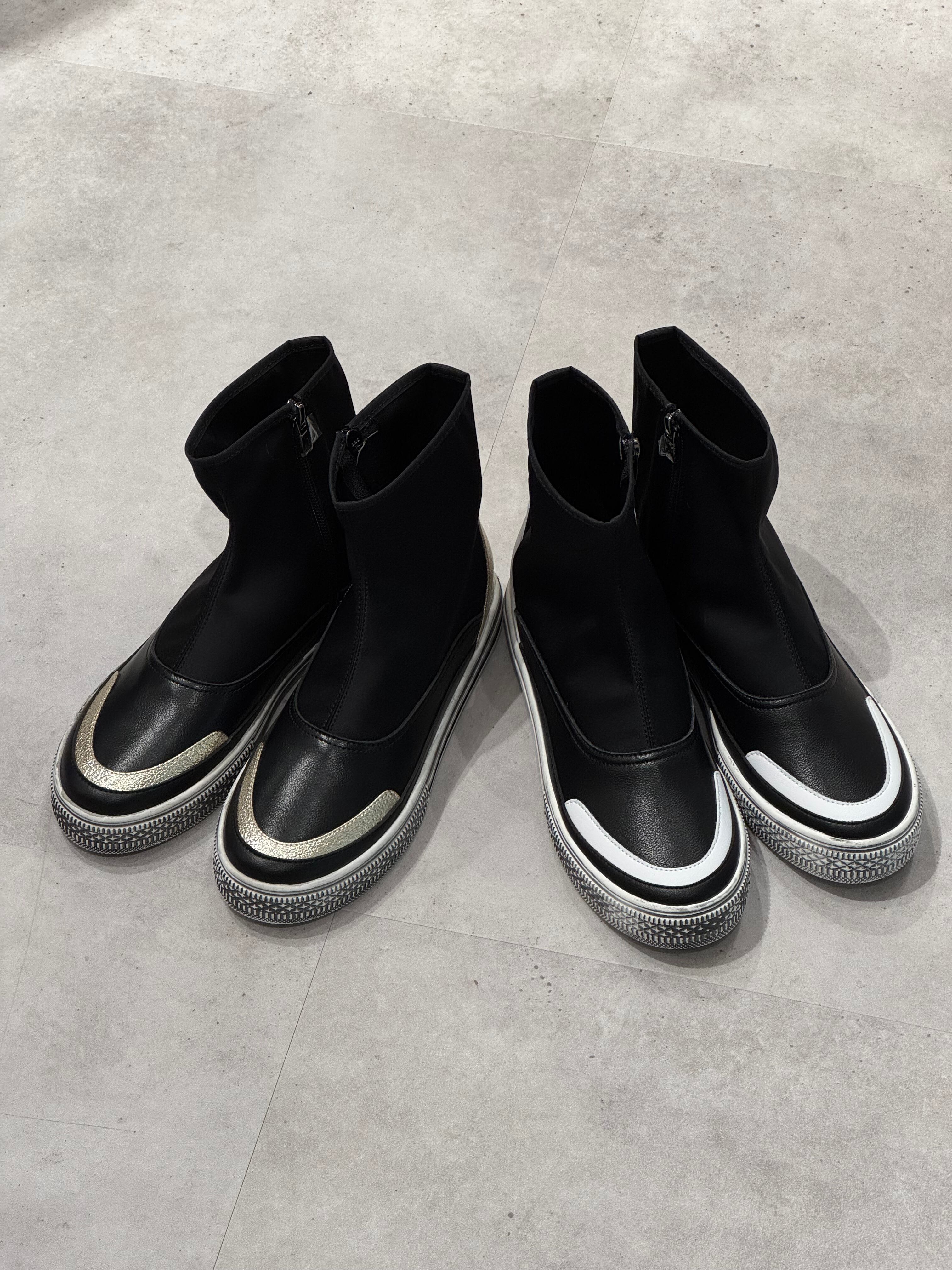 leather stretch sneaker boots