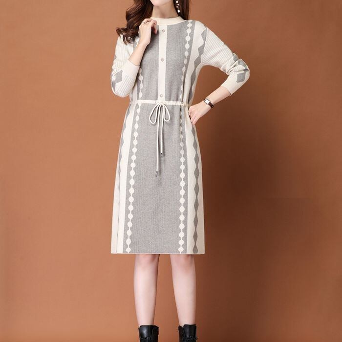 大きいサイズ ワンピース レディース ニットワンピース 長袖 ニットワンピ タイトワンピース ハイウエスト 膝丈 2色 ベージュ ブラック カラバリ バイカラー ニット ウエストマーク シンプル フェミニン エレガント セクシー 大人可愛い おしゃれ イベント デート お出かけ 女子会 休日 旅行 ファッション コーデ スタイル モテ 送料無料 韓国系 おとな 通勤 OL タイトシルエット フロントボタン 着痩せ 細見え お呼ばれ ボディコン スリム 細身 プラスサイズ M L XL 2XL 3XL